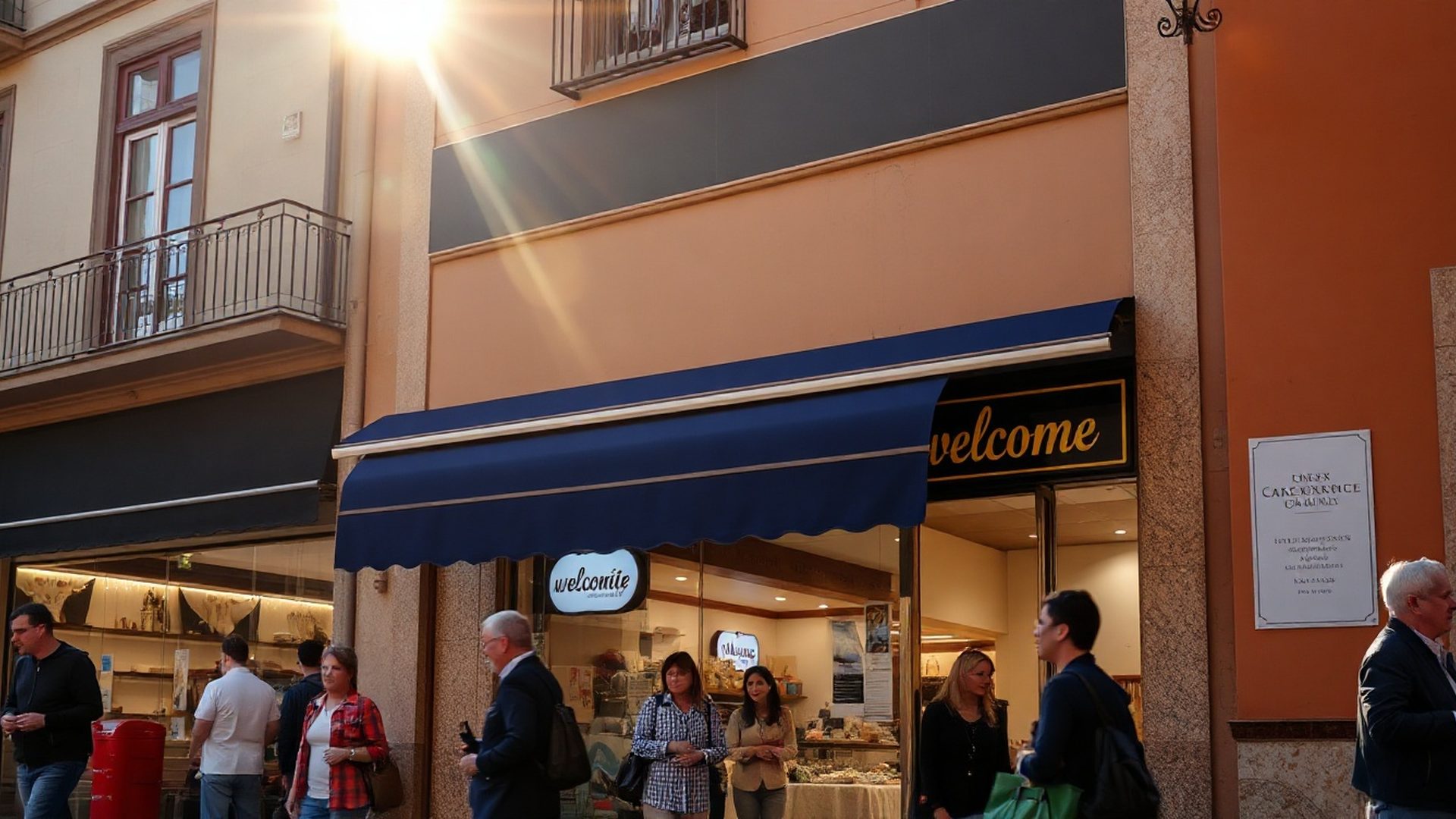 Escaparate de Stoneybeta en una calle soleada de Málaga