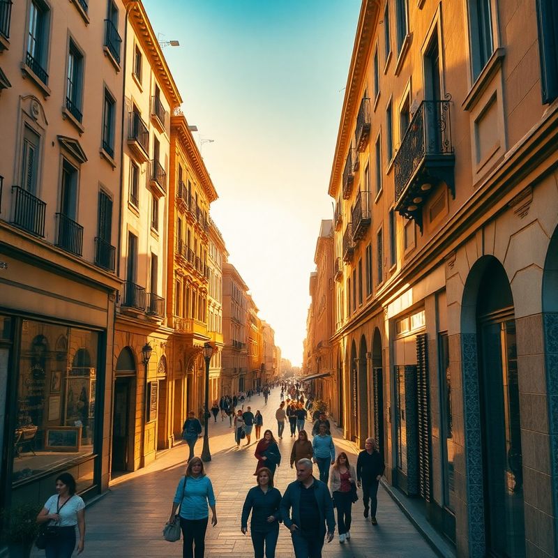 Vista aérea de la Calle Larios de Málaga en una mañana soleada